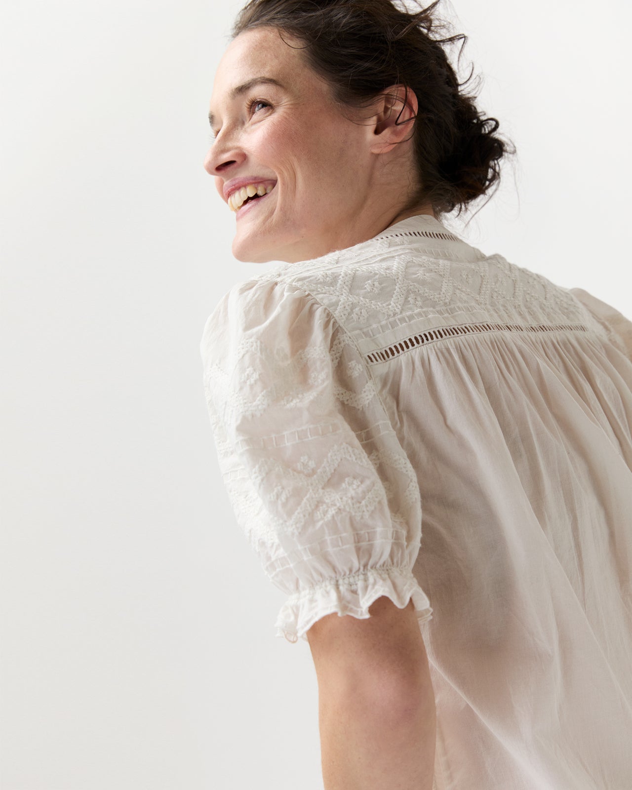Leonie Blouse in White Embroidered Eyelet | Ann Mashburn | Shop