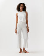 Load image into Gallery viewer, Frankie Cropped Pant in Ivory/Blue Crinkled Stripe
