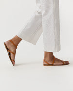 Load image into Gallery viewer, Frankie Cropped Pant in Ivory/Blue Crinkled Stripe

