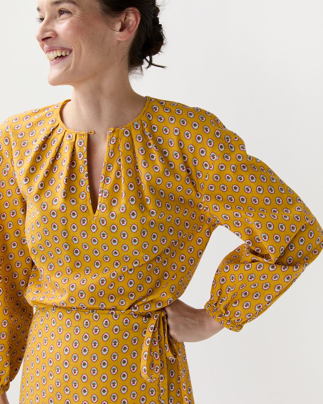Alma Blouse in Yellow Provençal Rustic Poplin