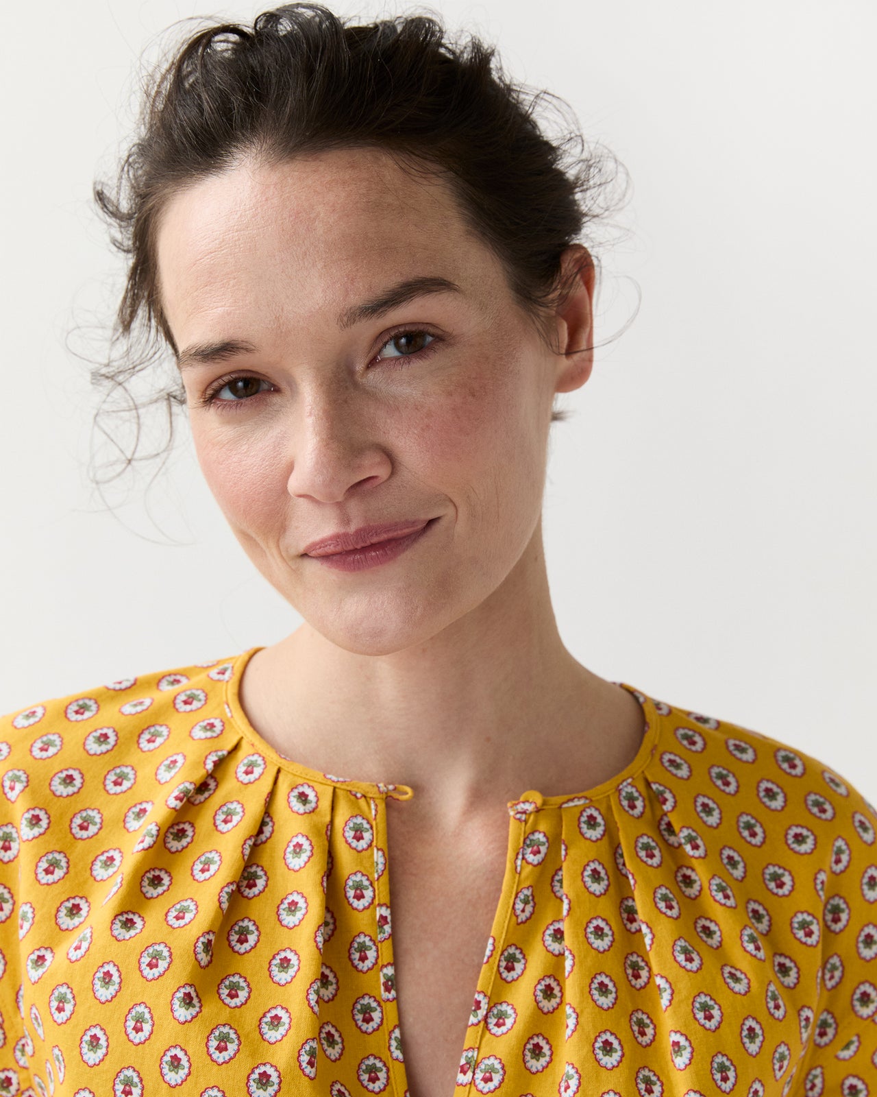Alma Blouse in Yellow Provençal Rustic Poplin