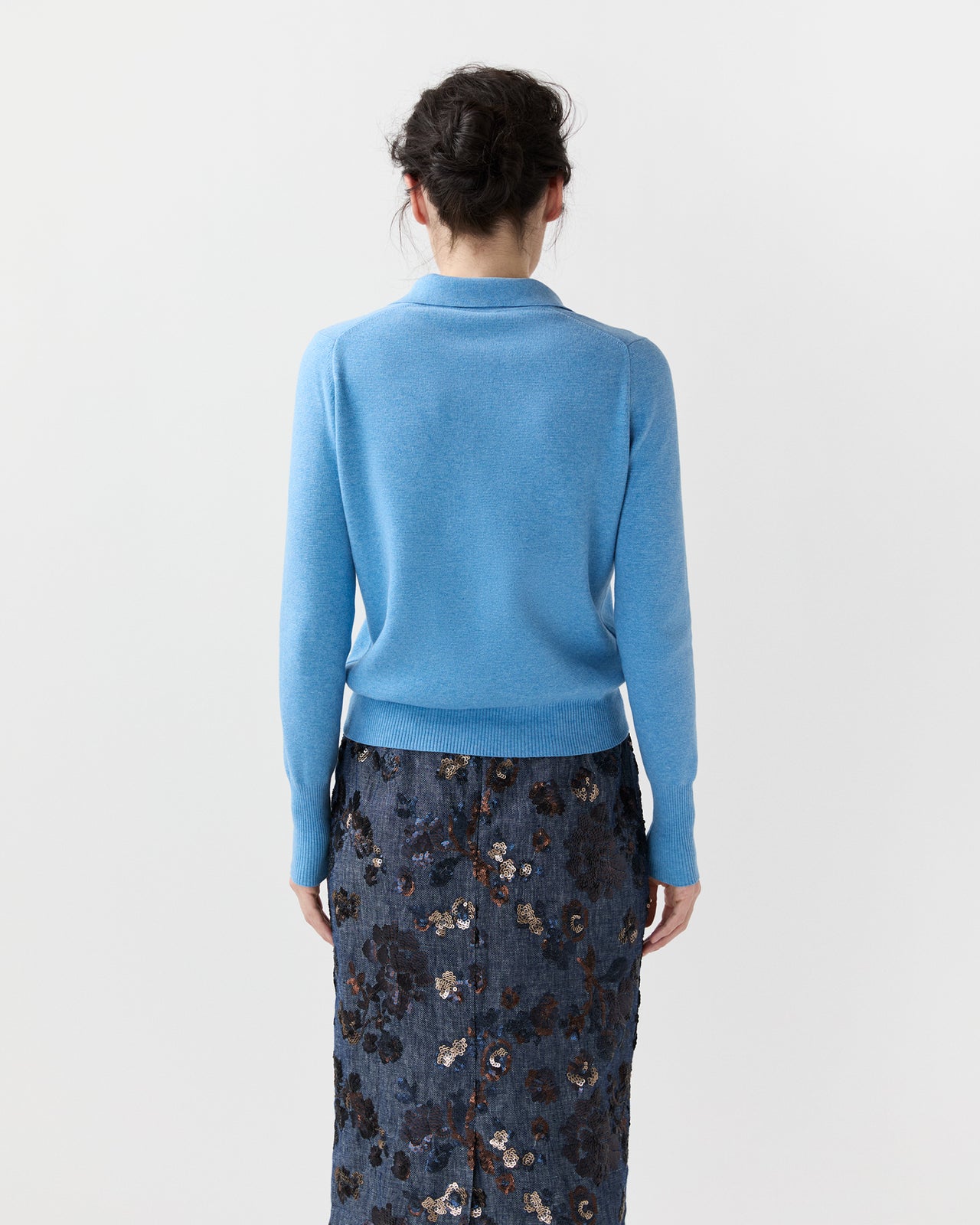 Connor Sweater in Cameo Blue Cotton/Silk