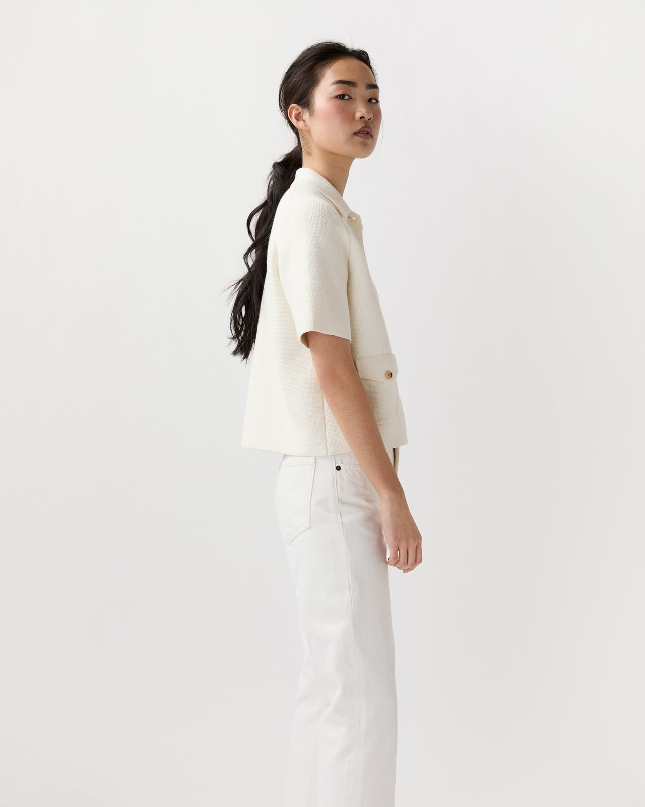 Devon Jacket in Ivory Cotton/Linen