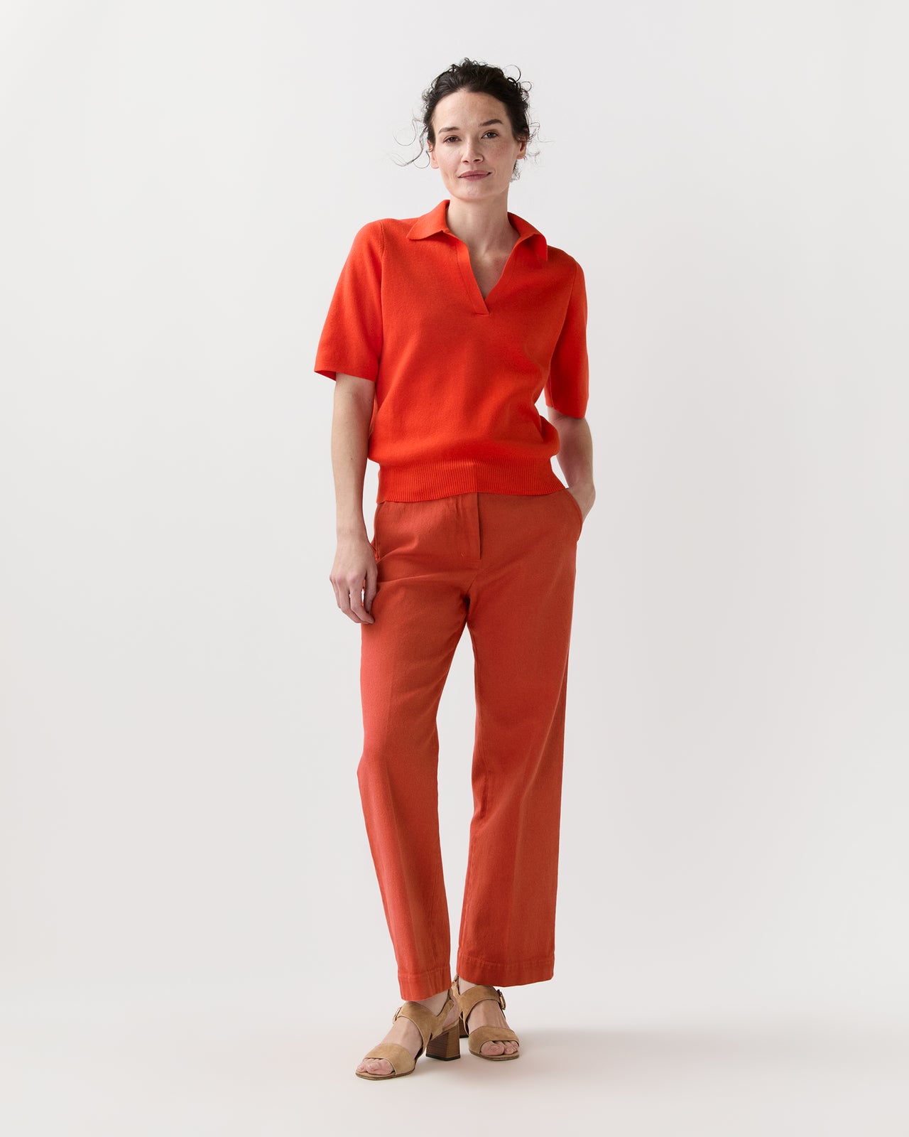 Alison Sweater in Bright Orange Cotton/Silk