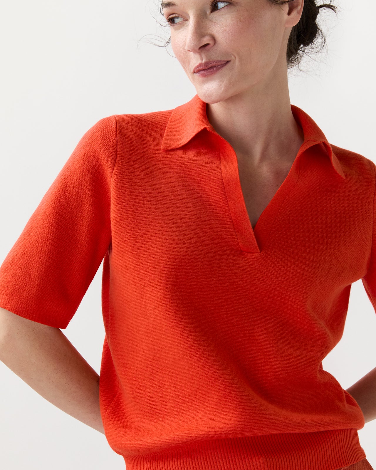 Alison Sweater in Bright Orange Cotton/Silk