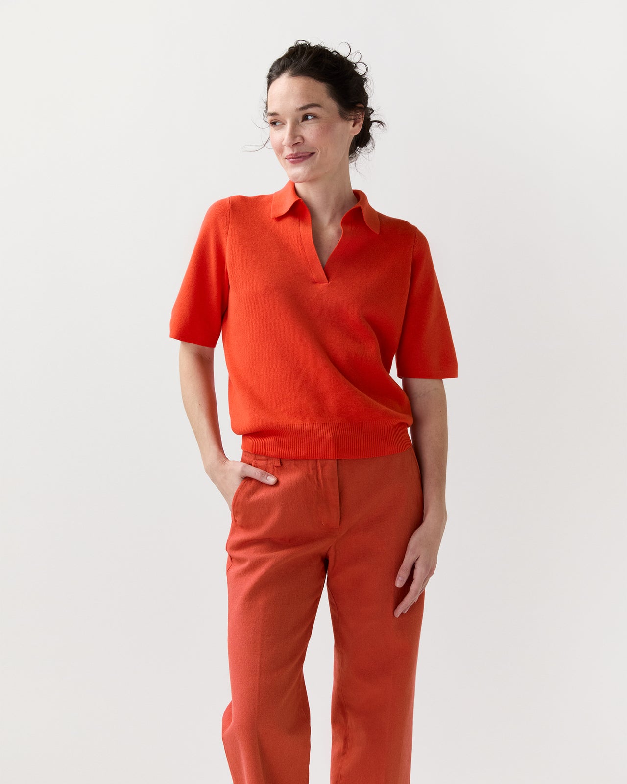 Alison Sweater in Bright Orange Cotton/Silk