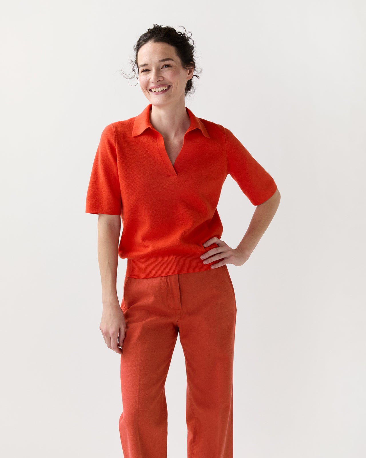 Alison Sweater in Bright Orange Cotton/Silk