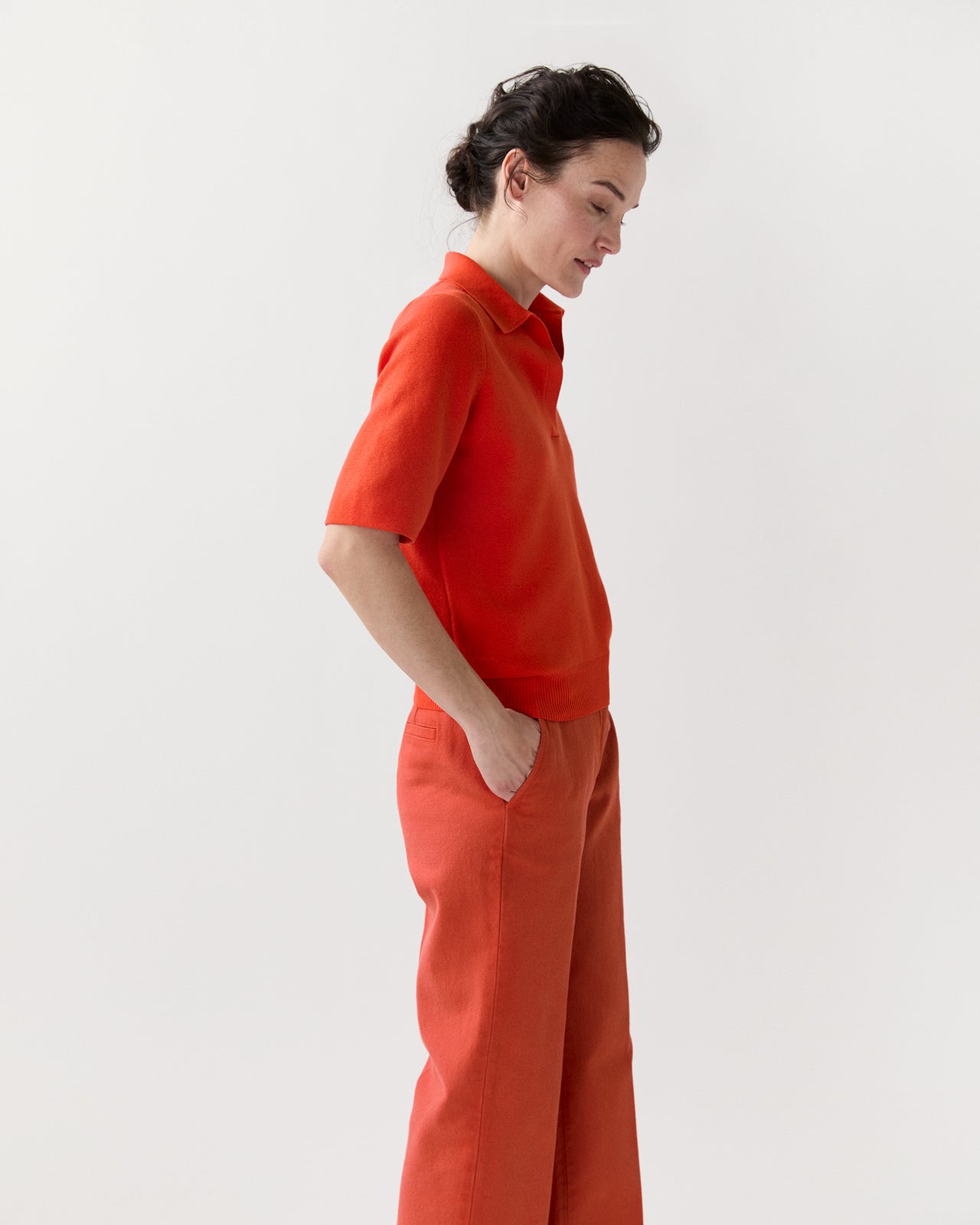 Alison Sweater in Bright Orange Cotton/Silk
