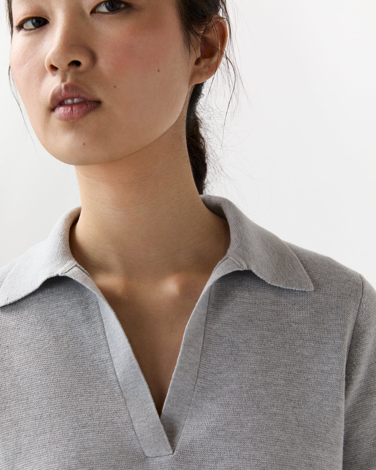 Alison Sweater in Pale Heather Grey Cotton/Silk