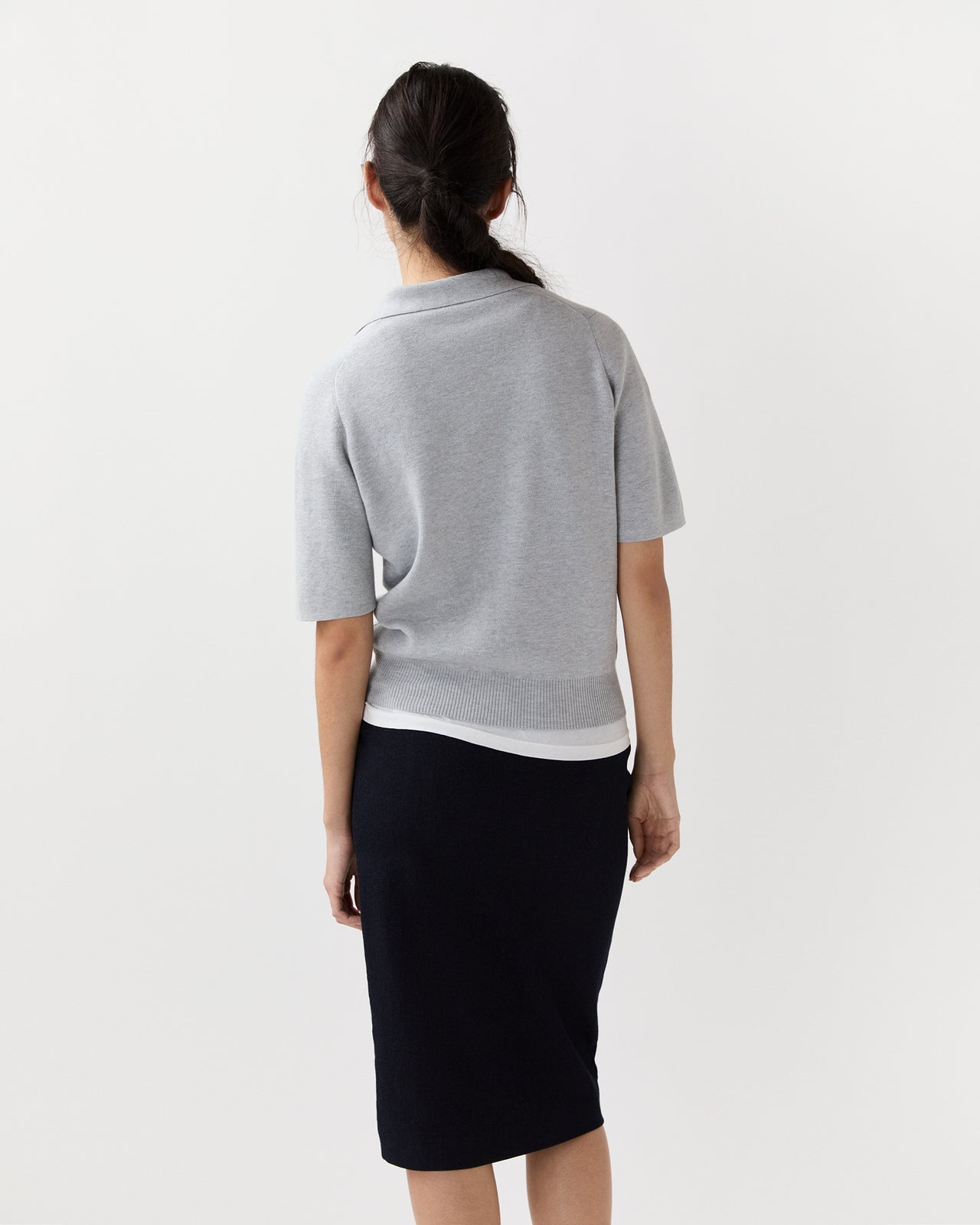 Alison Sweater in Pale Heather Grey Cotton/Silk
