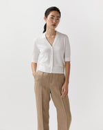 Load image into Gallery viewer, Short-Sleeved Rosie V-Neck Cardigan in Off White Linen
