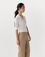 Load image into Gallery viewer, Short-Sleeved Rosie V-Neck Cardigan in Off White Linen
