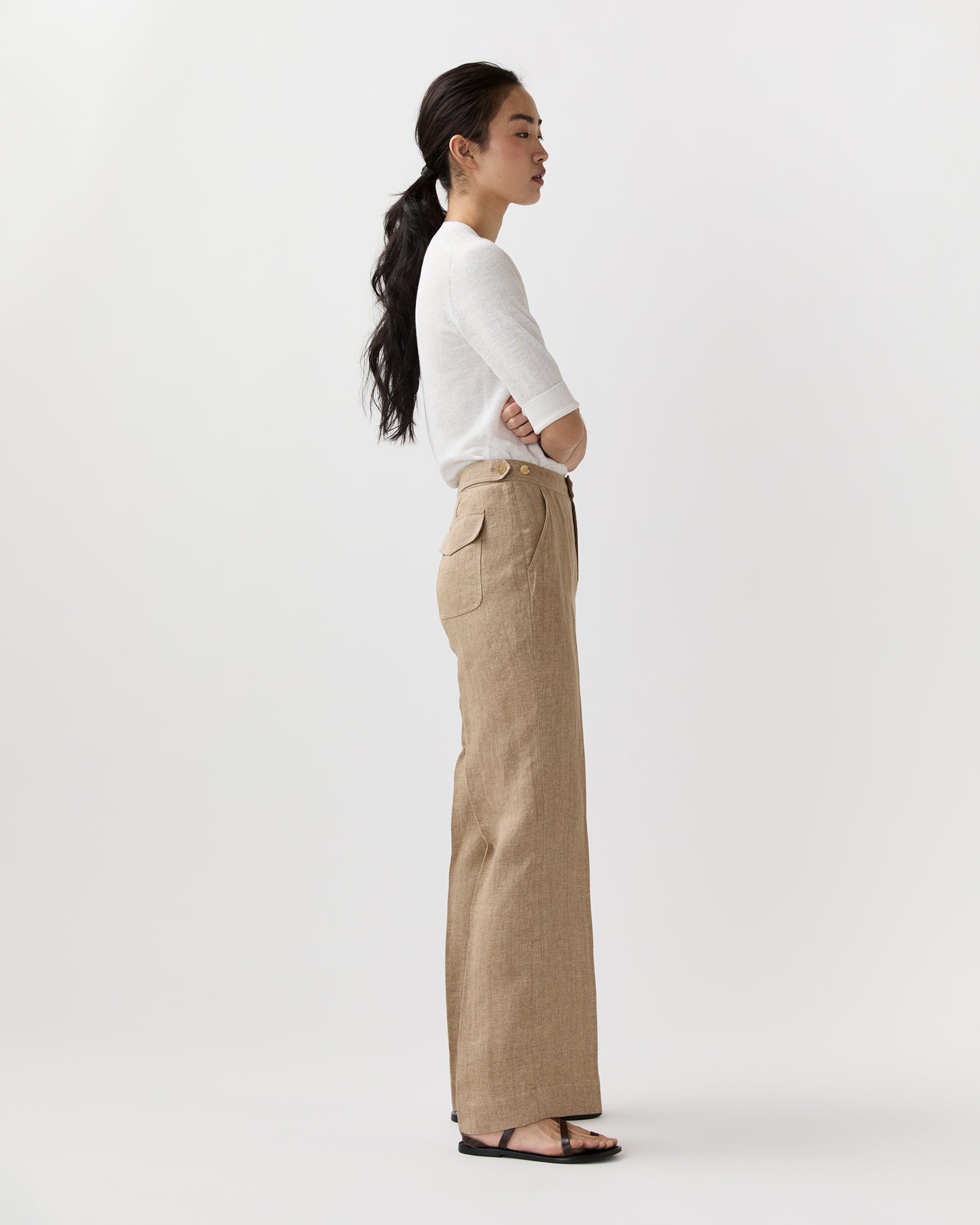 Billie Pant in Flax Linen Twill | Shop Ann Mashburn