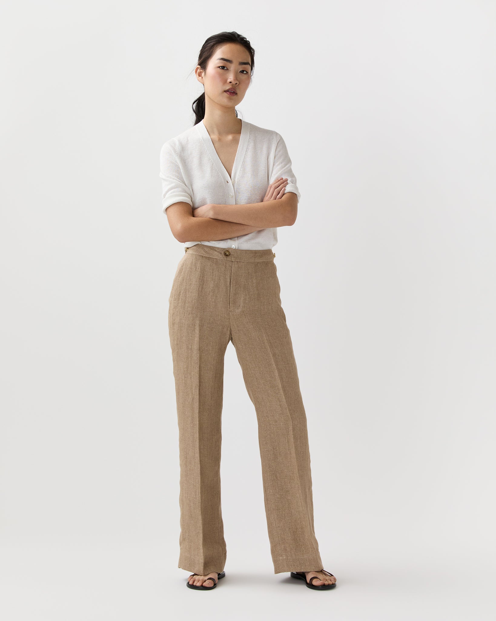 Billie Pant in Flax Linen Twill | Ann Mashburn | Shop Ann Mashburn