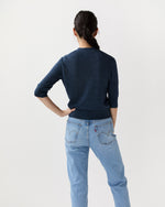 Load image into Gallery viewer, Short-Sleeved Rosie V-Neck Cardigan in Deep Indigo Linen
