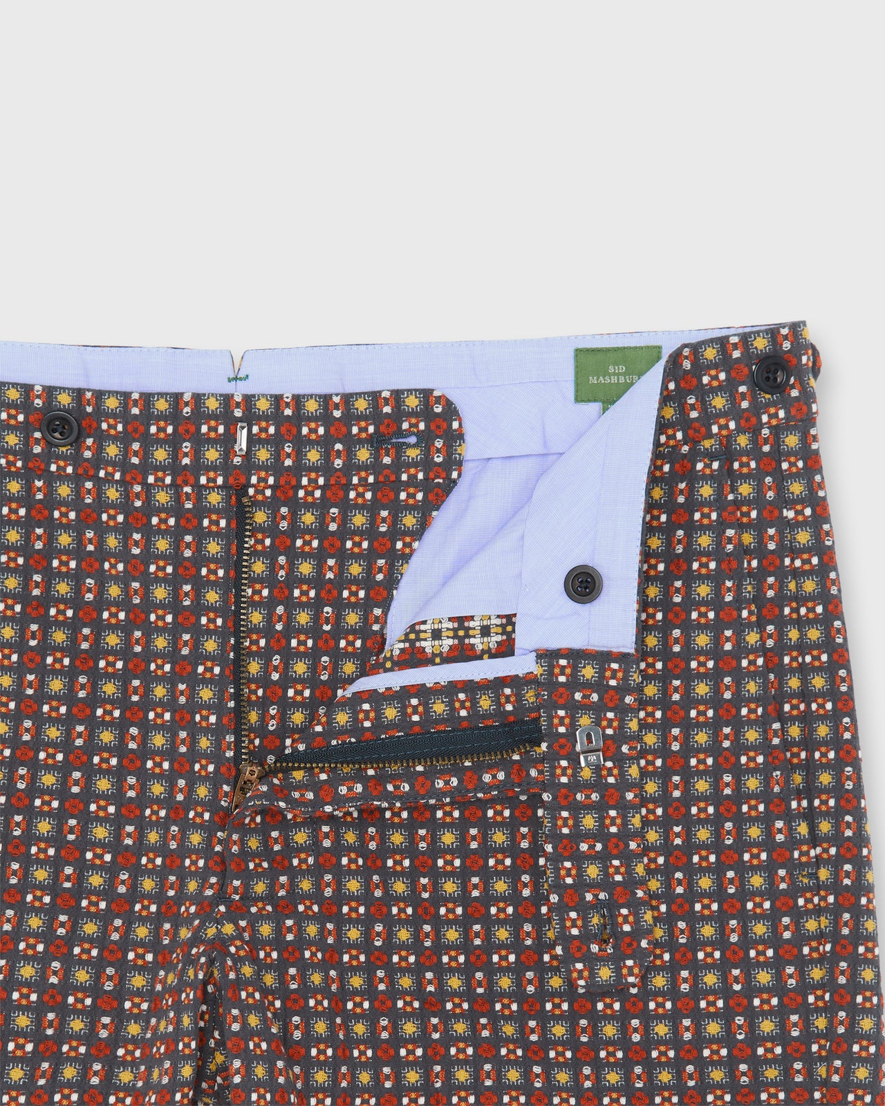 Side-Tab Field Short in Slate/Red/Yellow Square Jacquard