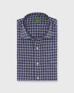 Load image into Gallery viewer, Spread Collar Sport Shirt in Navy/Bone/Khaki Windowpane Linen
