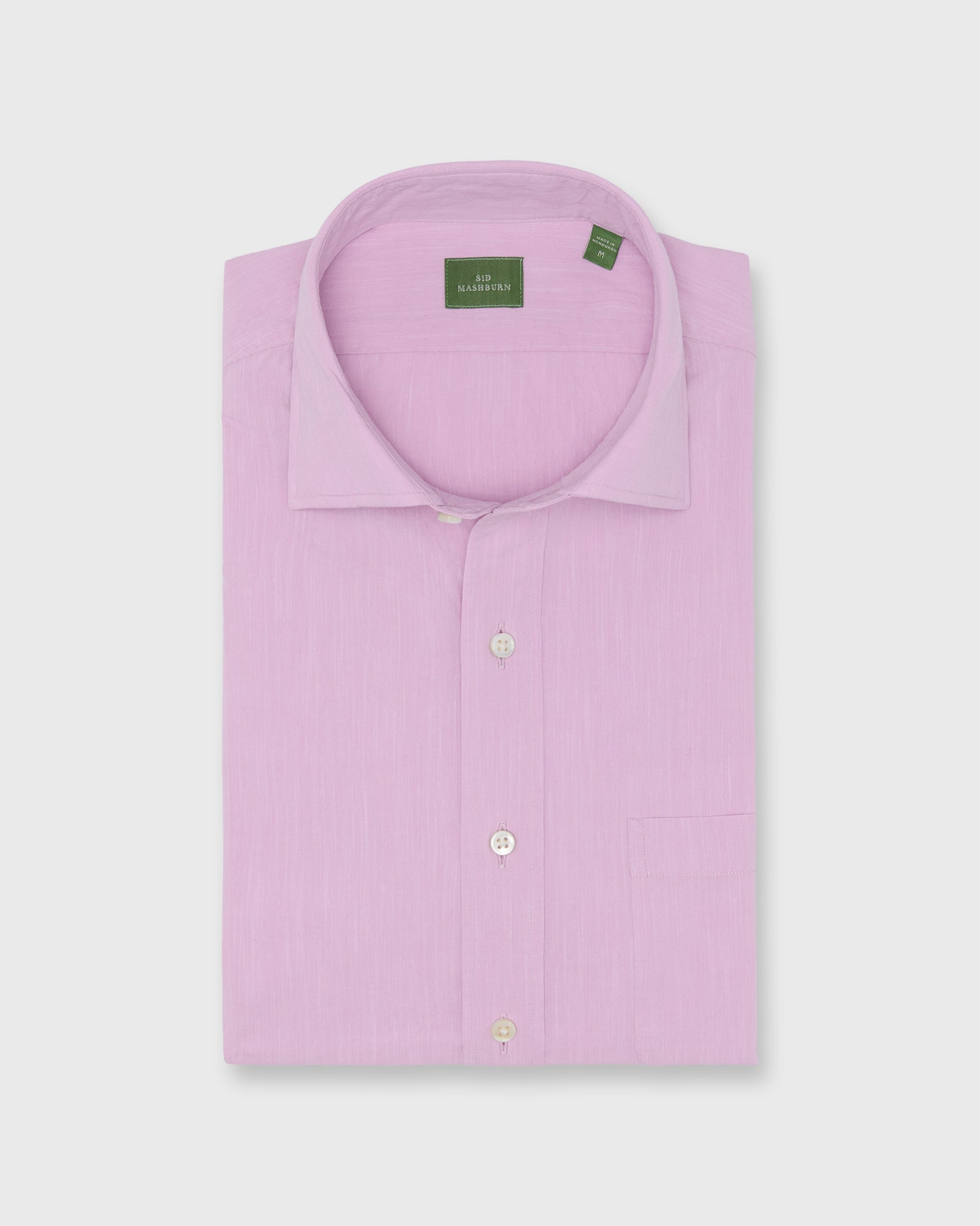 【shiun】WASHER REGULAR COLLAR SHIRT Spread Collar Sport Shirt in Orchid Salt-Washed Chambray | Shop