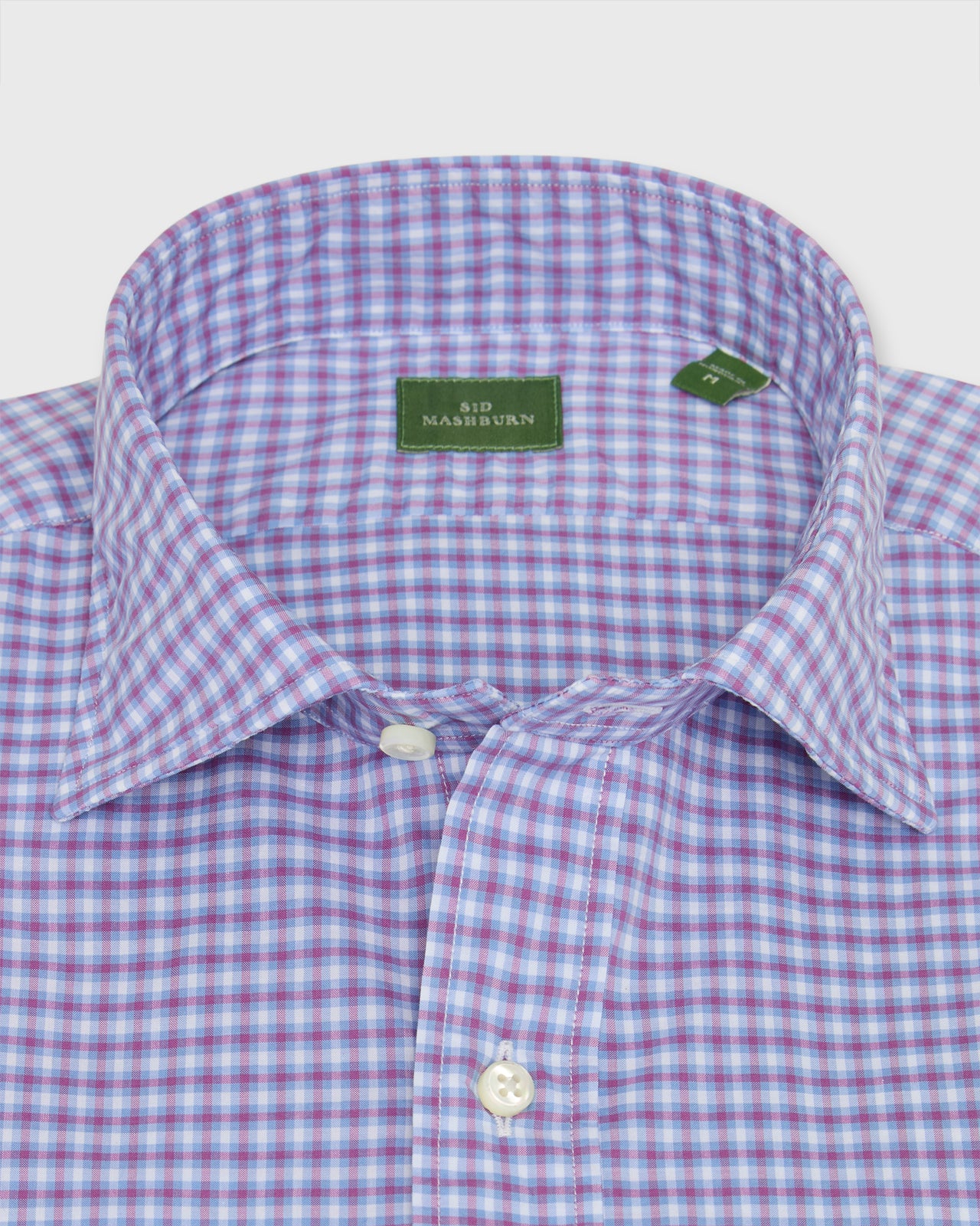 Spread Collar Sport Shirt in Sky/Berry/White Check Poplin