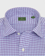 Load image into Gallery viewer, Spread Collar Sport Shirt in Sky/Berry/White Check Poplin
