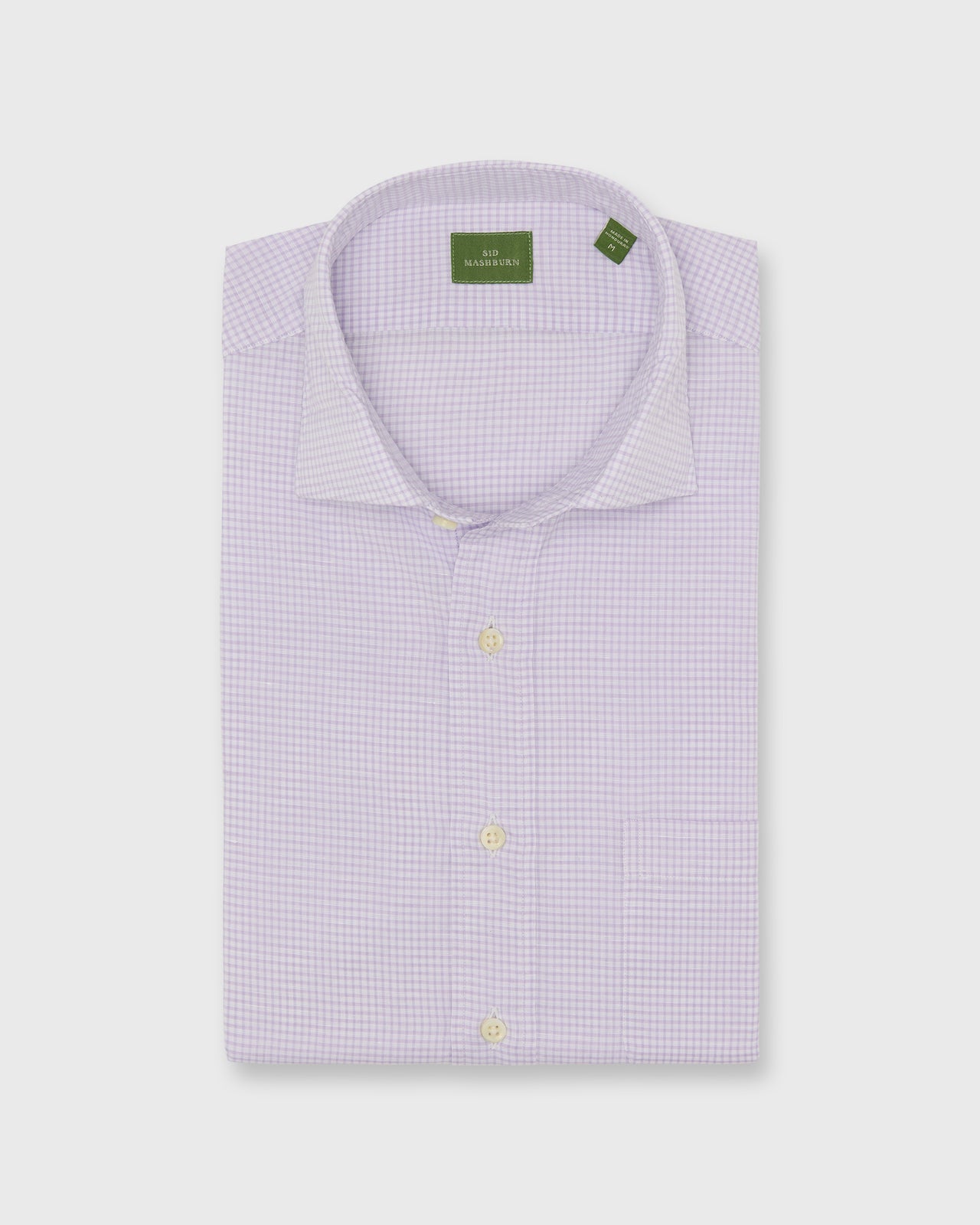 Spread Collar Sport Shirt in Lavender Graph Check Cotolino