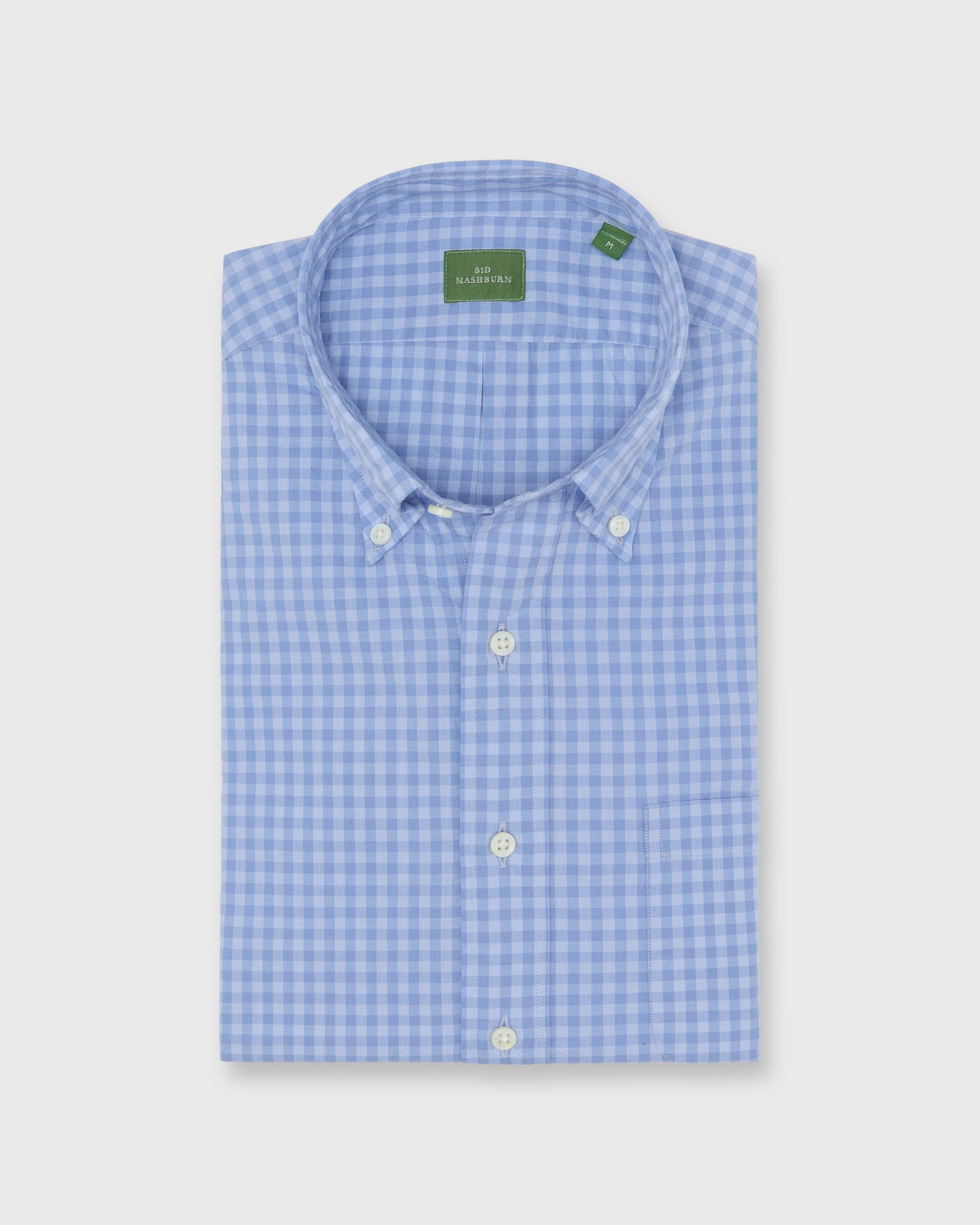 Button-Down Sport Shirt in Blue/Sky Gingham Poplin | Shop Sid Mashburn