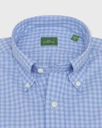 Load image into Gallery viewer, Button-Down Sport Shirt in Blue/Sky Gingham Poplin
