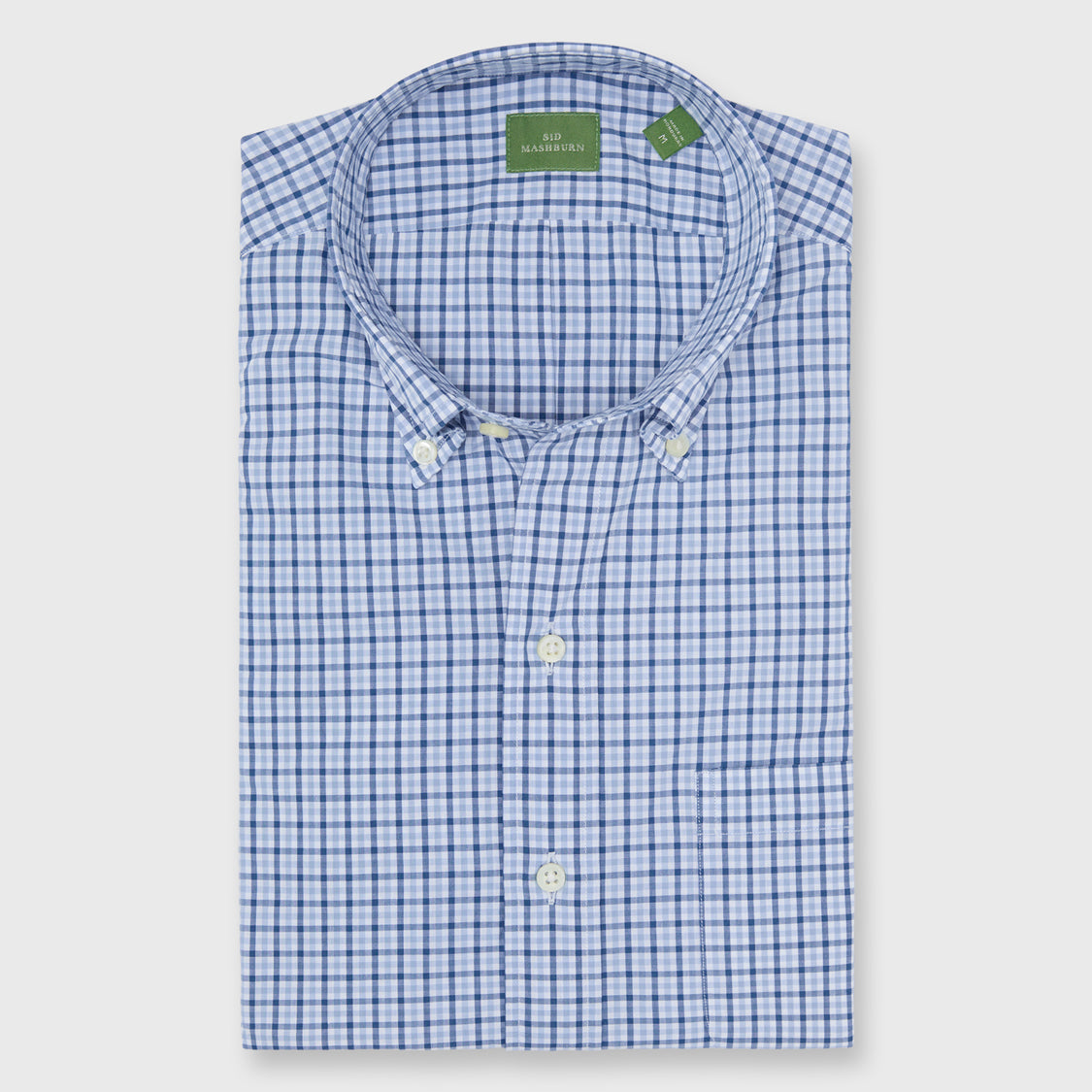 Made-to-Measure Shirt in Blue/Sky Check Poplin