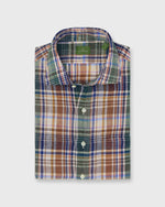 Load image into Gallery viewer, Otto Handmade Sport Shirt in Brown/Blue/Lavender Plaid Linen
