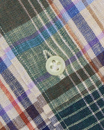 Load image into Gallery viewer, Otto Handmade Sport Shirt in Brown/Blue/Lavender Plaid Linen
