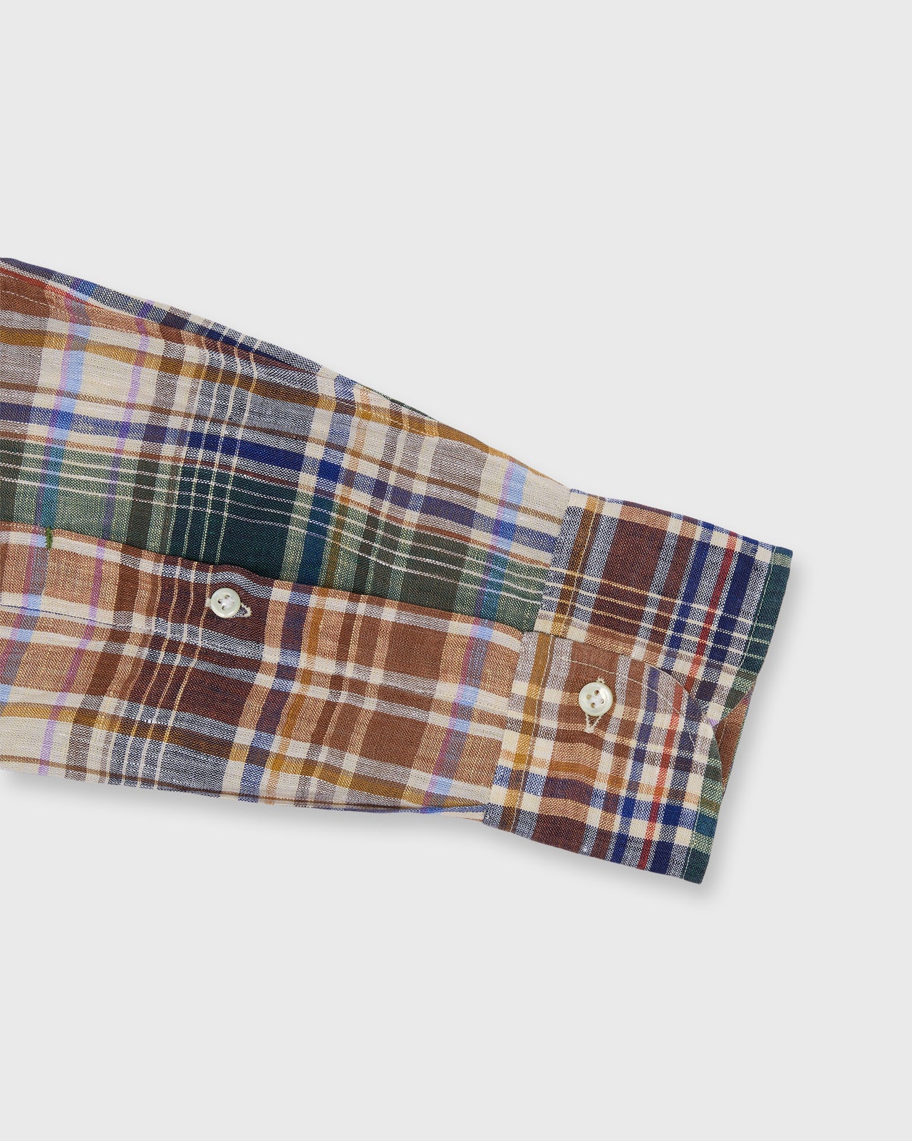 Otto Handmade Sport Shirt in Brown/Blue/Lavender Plaid Linen