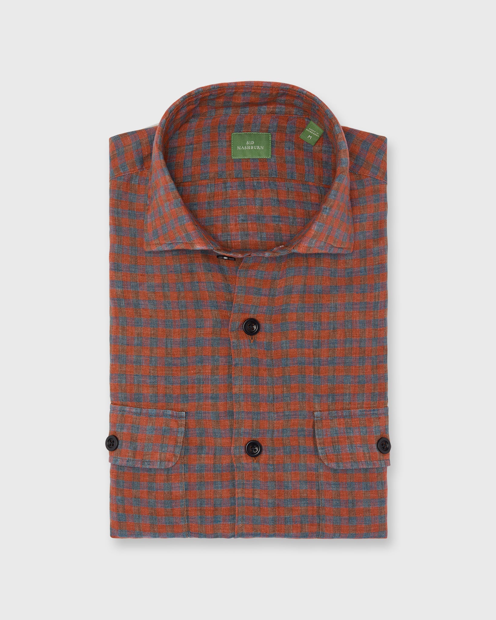 Band-Hem Work Shirt in Red/Blue Gingham Linen | Sid Mashburn