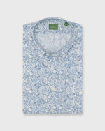 Load image into Gallery viewer, Short-Sleeved Button-Down Sport Shirt in White/Navy Wild Woodland Liberty Fabric
