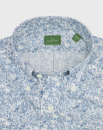 Load image into Gallery viewer, Short-Sleeved Button-Down Sport Shirt in White/Navy Wild Woodland Liberty Fabric

