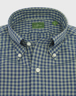 Load image into Gallery viewer, Button-Down Sport Shirt in Lovat/Heather Blue Gingham
