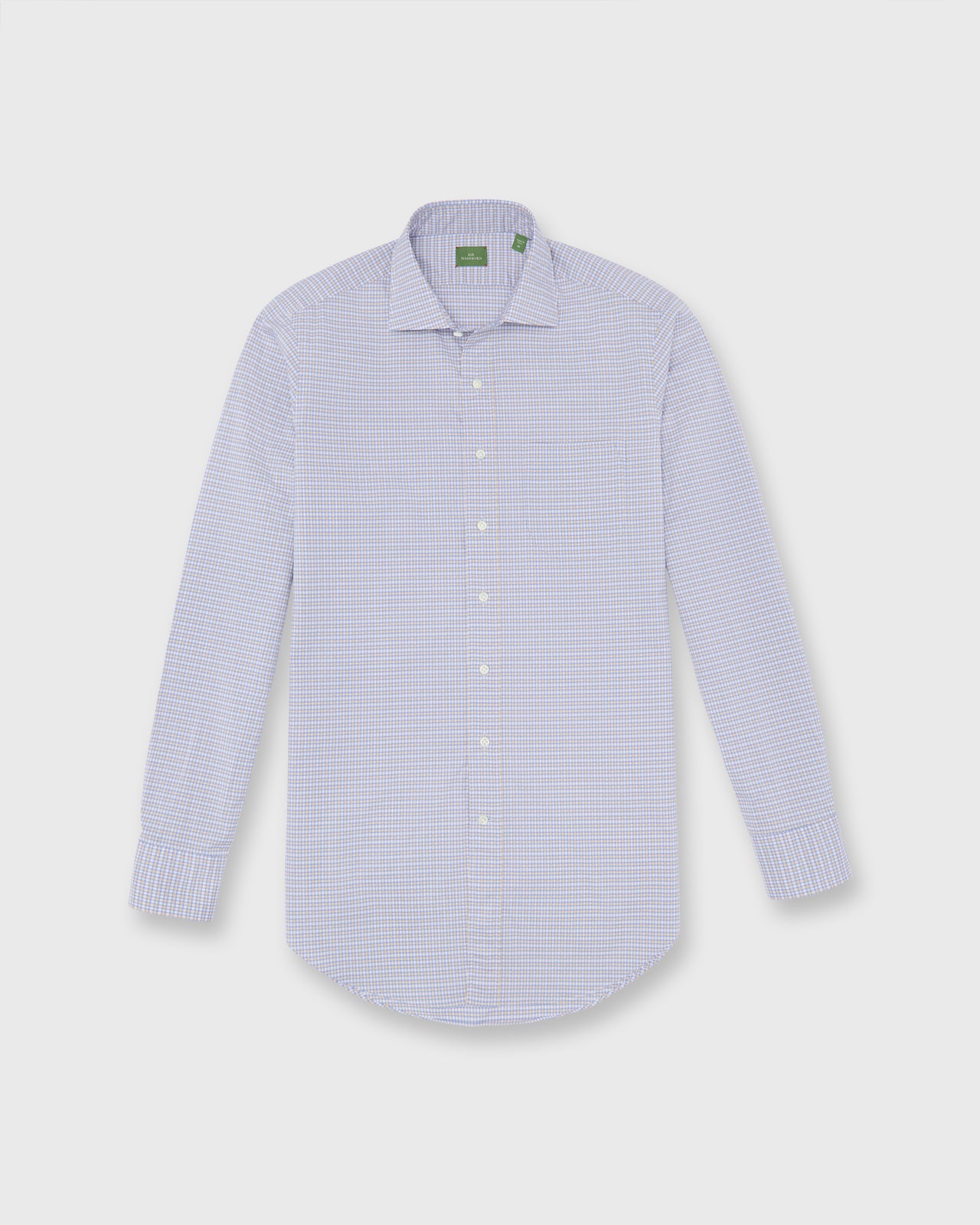 Otto Handmade Sport Shirt in Sky/Peach/White Check Poplin
