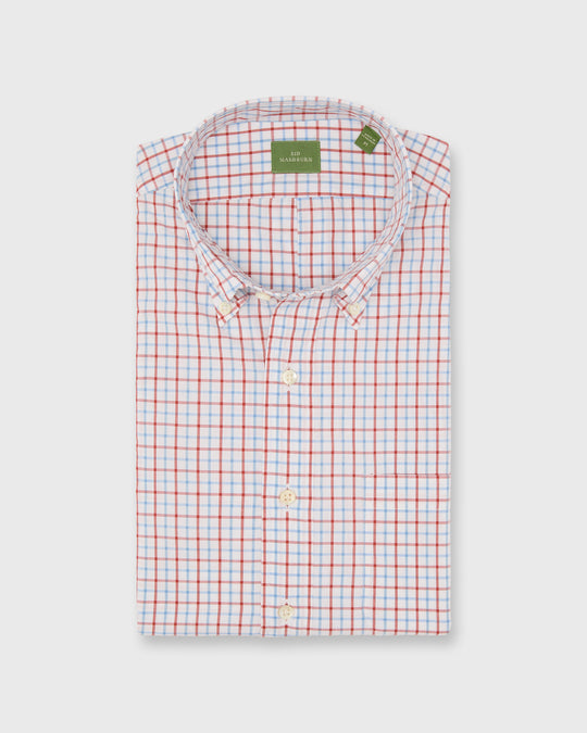 Button-Down Sport Shirt in Berry/Blue Tattersall Poplin