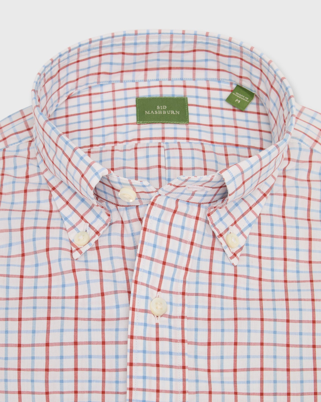 Button-Down Sport Shirt in Berry/Blue Tattersall Poplin