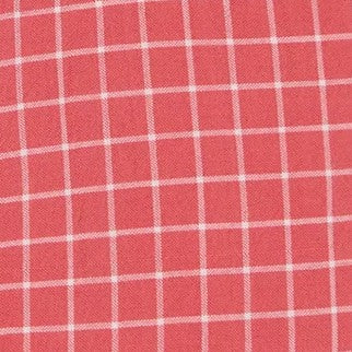 Handmade Spread Collar Sport Shirt in Coral/Bone Windowpane Madras
