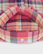 Load image into Gallery viewer, Short-Sleeved Button-Down Sport Shirt in Berry/Yellow/Blue Plaid Cotolino Oxford
