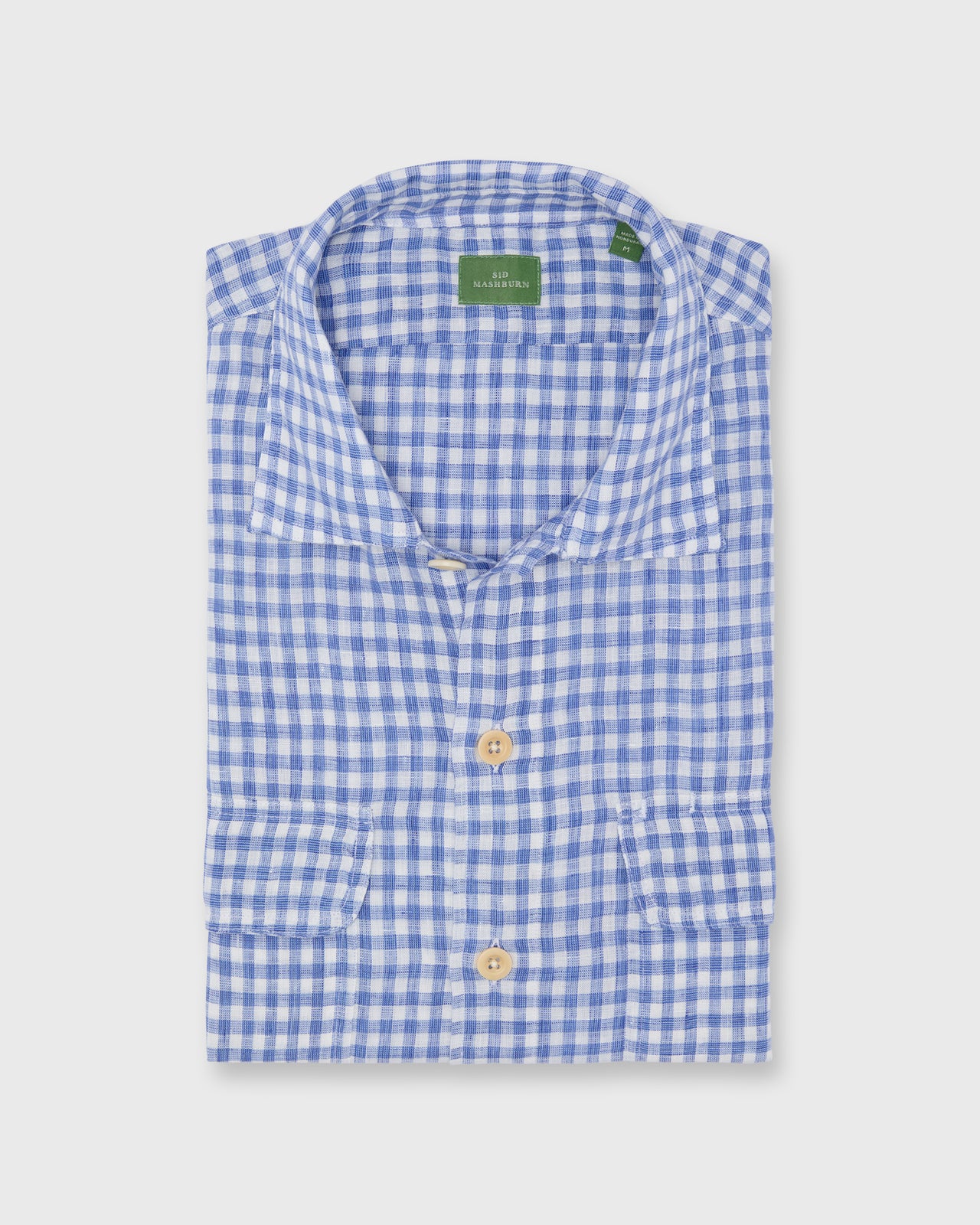Luke Work Shirt in Peri/Bone Gingham Linen