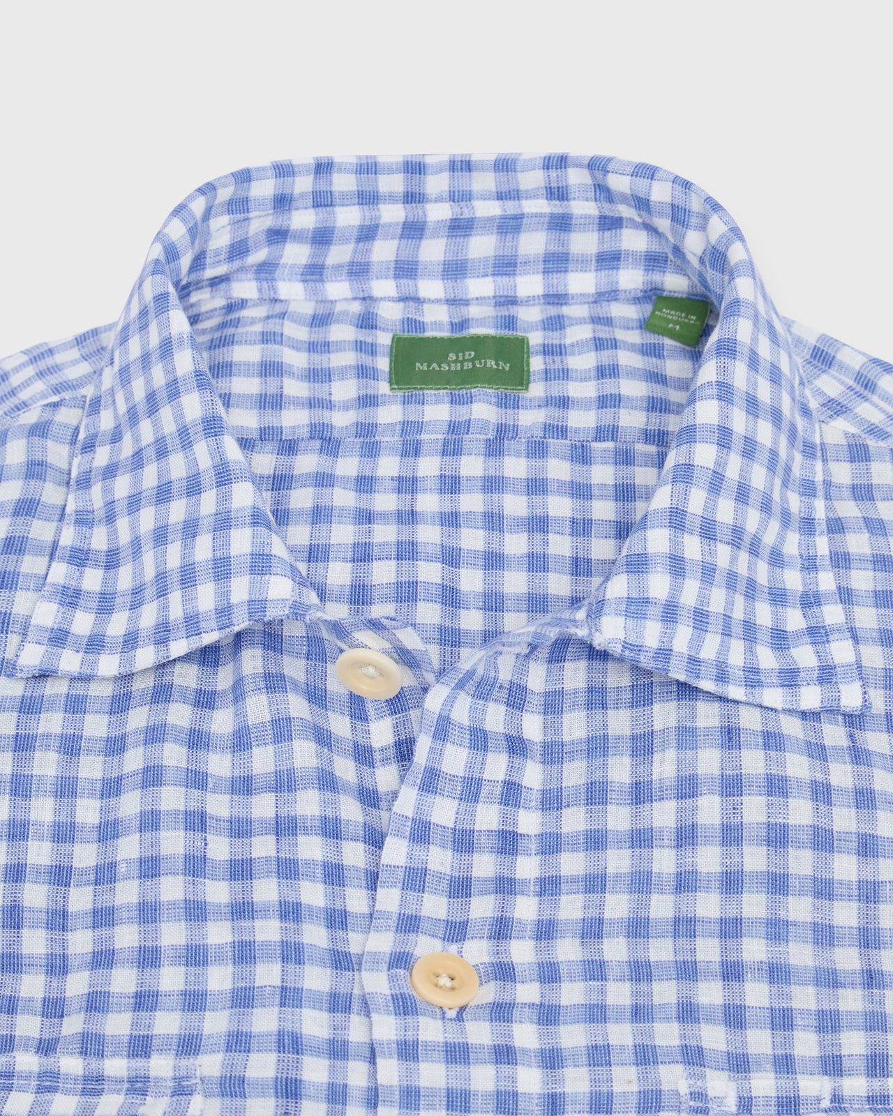 Luke Work Shirt in Peri/Bone Gingham Linen