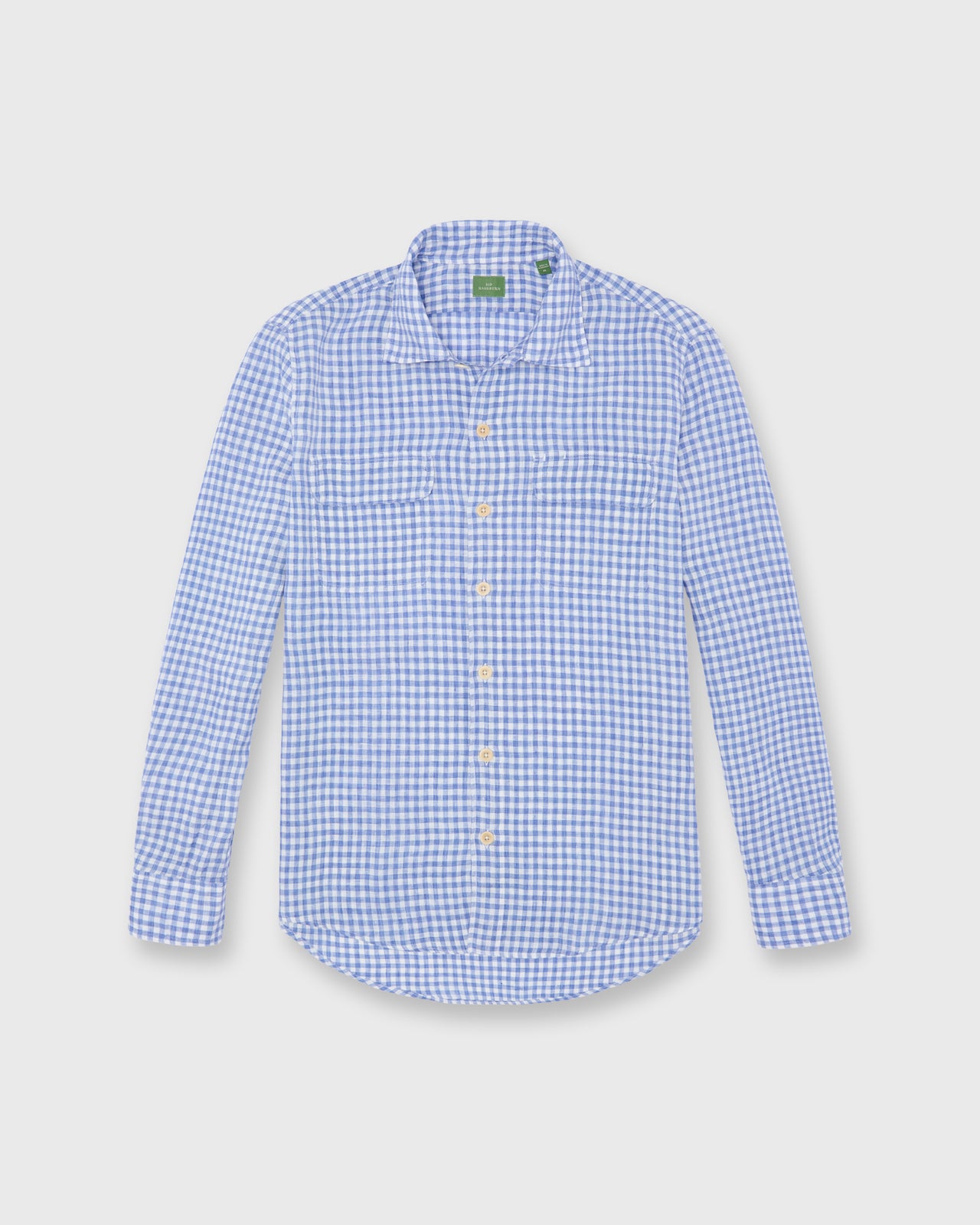 Luke Work Shirt in Peri/Bone Gingham Linen