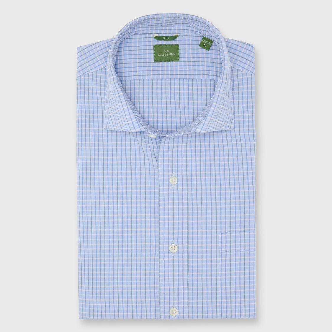 Made-to-Measure Shirt in Heather Sky/Green/Blue Multi Tattersall Poplin