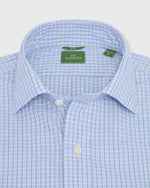 Load image into Gallery viewer, Slim-Fit Spread Collar Sport Shirt in Heather Sky/Green/Blue Multi Tattersall Poplin
