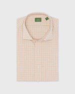 Load image into Gallery viewer, Spread Collar Sport Shirt in Peach/Olive/Bone Tattersall Poplin
