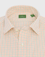 Load image into Gallery viewer, Spread Collar Sport Shirt in Peach/Olive/Bone Tattersall Poplin
