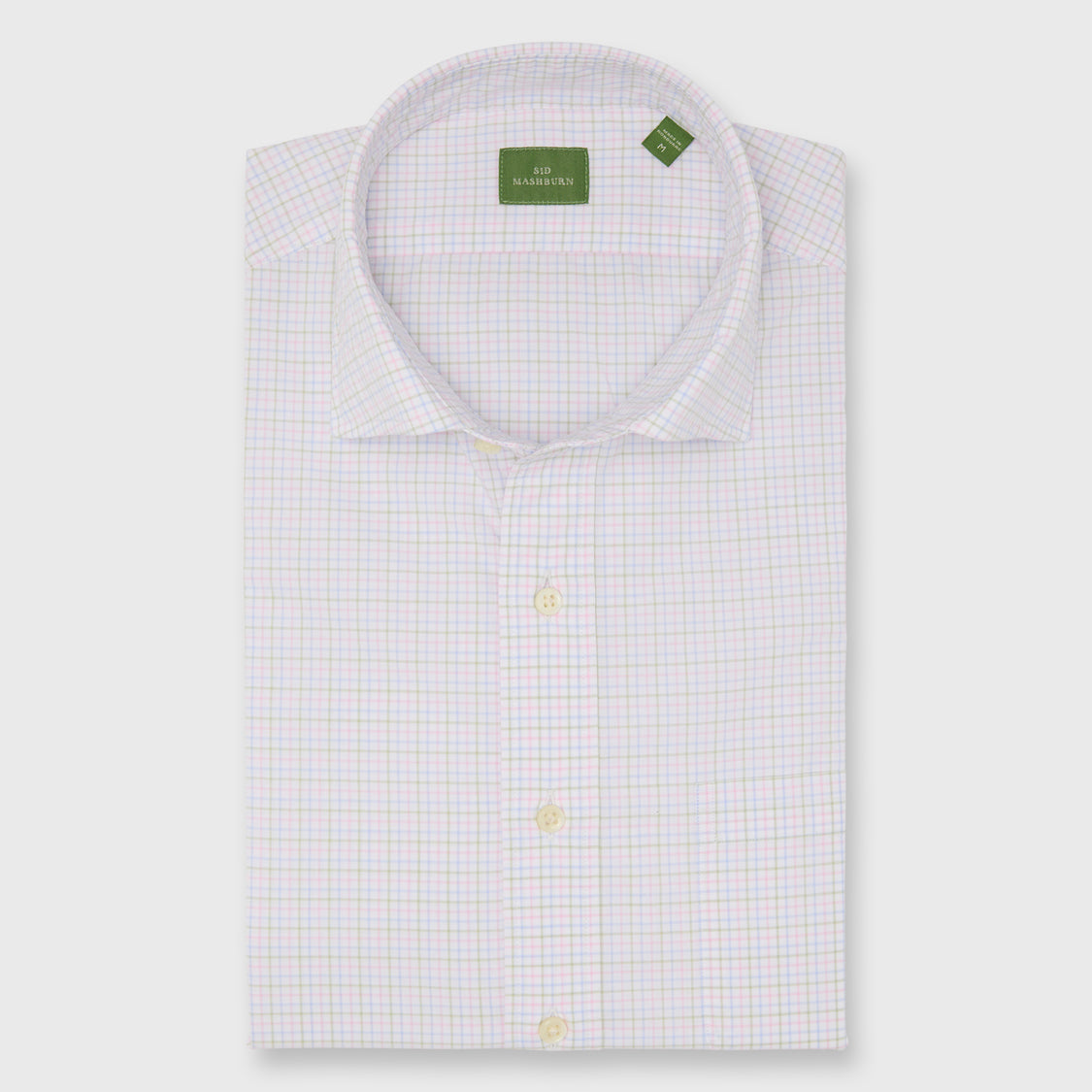 Made-to-Measure Shirt in Pink/Sky/Green Tattersall Poplin