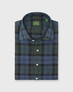 Load image into Gallery viewer, Otto Handmade Sport Shirt in Blue/Olive/Lovat Plaid Linen
