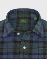 Load image into Gallery viewer, Otto Handmade Sport Shirt in Blue/Olive/Lovat Plaid Linen
